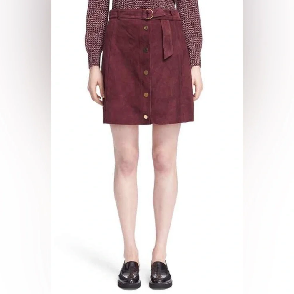 NWT $578 Kate Spade Belted Suede A-Line Skirt